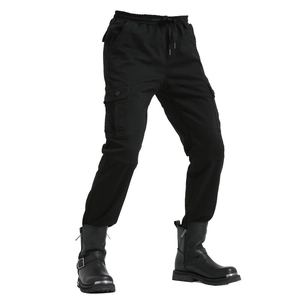 Men's protective motorcycle cargo pants with side pockets and elastic drawstring waist