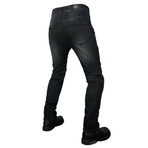 Retro grey motorcycle riding jeans with accordion stretch panels for bikers