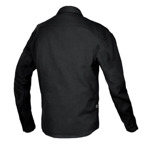 Veste chemise de moto imperméable en toile noire avec vue arrière détaillée