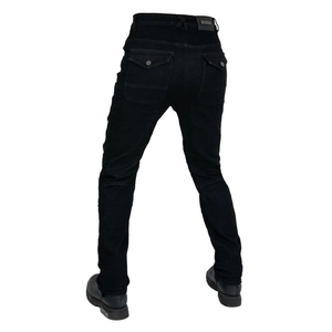 Jeans da moto neri slim fit da uomo con pannelli protettivi e tasche posteriori a patta