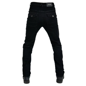 Jeans da moto neri da uomo in stile vintage con vita elastica e tasche cargo posteriori