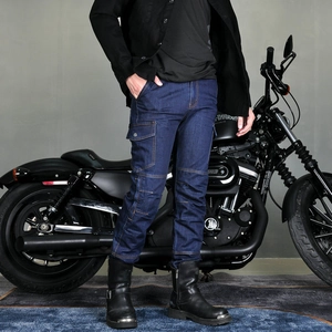 Volero Hommes Rétro Cargo Moto Jeans Cordura Coton Résistant à la Déchirure Pantalons de Protection en Denim Avec Poches Protections Genoux