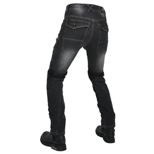 Men's retro motorcycle denim riding pants with breathable mesh and protective knee armor