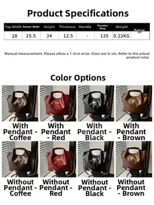 Detailed size specifications and color options for the vintage PU leather bucket bag