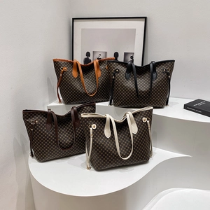 Vintage printed tote bags with contrast straps and large capacity for women