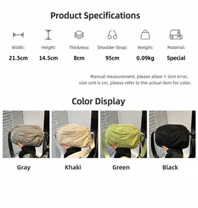 Tabella taglie e dimensioni per la borsa a tracolla minimalista con opzioni di colore