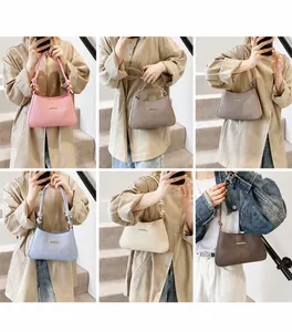 Collage of multi-color shoulder bags with knot detail on model in real-life settings