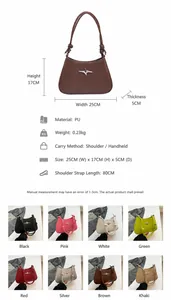 Tabla de tallas detallada y especificaciones de materiales del bolso bandolera de PU