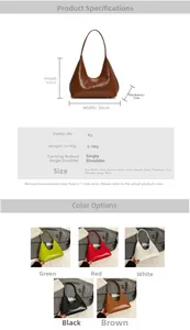 Tabella delle taglie e specifiche dettagliate per la borsa a spalla a mezzaluna in PU