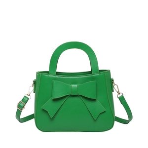 Borsa a mano verde con fiocco elegante, manico superiore e tracolla regolabile da donna
