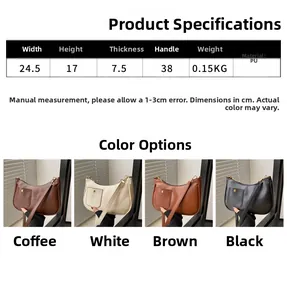 Detailed dimension guide and specifications for the minimalist PU leather hobo bag