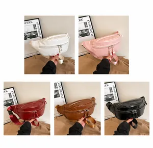 Crossbody fanny pack collection in white, pink, red, brown, and black color options