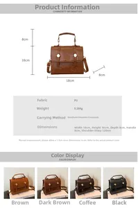 Detailed size specifications and color comparison of the vintage star pattern square bag