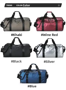 Sac de voyage en nylon disponible en coloris kaki, bordeaux, noir, argent et bleu