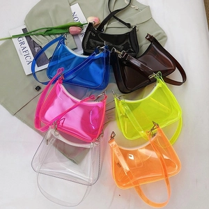 Sac Sous le Bras en PVC Transparent Jelly pour Femmes Sac à Épaule Imperméable Minimaliste pour Vacances Quotidiennes Plage