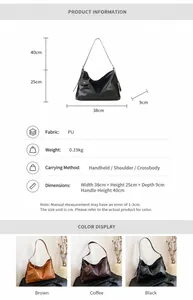 Infografía con medidas 38x25x9cm y opciones de color para este bolso tote de mujer