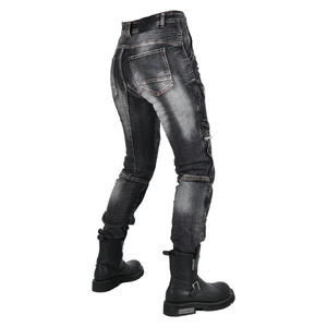 Women's vintage wash motorcycle riding jeans with protective pads and slim fit design
