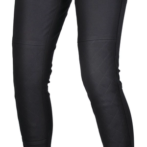Detail showing women's motorcycle pants with diamond quilted stitching on knees