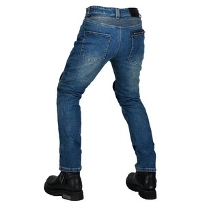 Men's retro motorcycle riding jeans with protective Kevlar back stretch panels