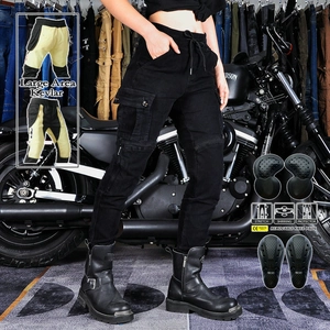 Pantalons de Moto de Protection pour Femmes Coupe Slim Jeans de Motard Cargo avec Protections CE Amovibles Poignets Nervurés