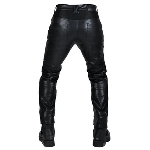 Retro motorcycle leather pants for men with protective design and elastic back detail