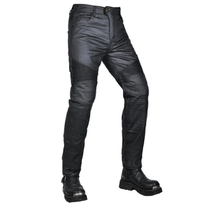 Retro graue Motorradjeans mit Knieprotektoren und Stretch-Einsätzen für alle Jahreszeiten