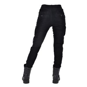 Vue arrière du pantalon cargo moto coupe slim avec poches latérales et taille élastique