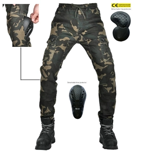 Men's Camouflage Riding Cargo Pants With Detachable CE Protectors Cotton Blend Motorcycle Tactical Outdoor Trousers