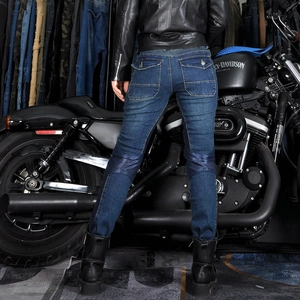 Atmungsaktive Motorradjeans für Damen in Dunkelblau mit schützenden Kniepolstern für Sommer