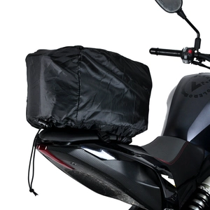 Waterproof black motorcycle rear seat rain cover with adjustable drawstring and buckle