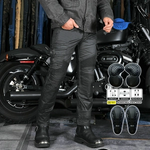 Volero Men Motorcycle Riding Jeans Retro Coated Cargo Pants With CE Removable Protective Pads Slim Fit Biker Trousers