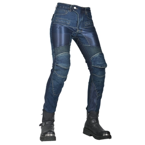 Damen Motorradjeans mit Mesh-Einsätzen, Knieprotektoren und elastischen Faltenelementen
