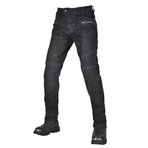 Jean de moto respirant pour homme avec protections aux genoux en denim gris foncé
