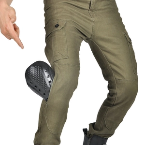 Pantalon de moto tactique vert armée avec protections de genoux pour motards moto