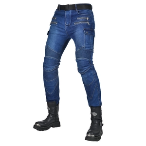 Jeans da moto slim fit in denim con pannelli elasticizzati e tasche protettive cargo