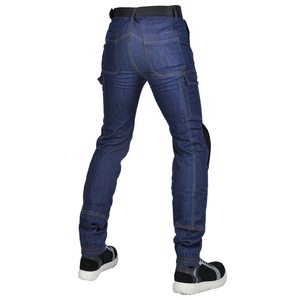 Pantalon jogger moto bleu foncé avec poches cargo et tissu résistant vue arrière