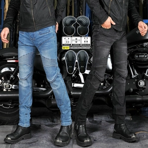 Men's Motorcycle Protective Jeans With CE Armor Slim Fit Stretch Riding Pants Retro Biker Washed Denim Protective Bottoms