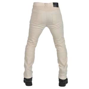 Jean de moto rétro pour hommes en blanc cassé avec protections et panneaux extensibles