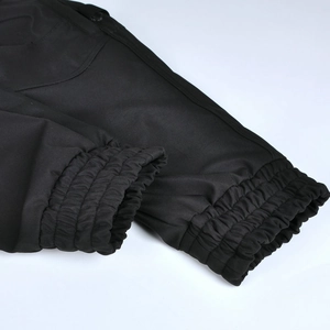 Detail of elastic cuffs on waterproof motorcycle joggers with reinforced stitching