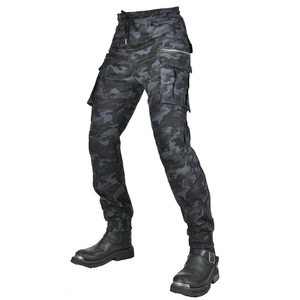 Pantalon de moto cargo camo sombre pour homme avec poches multiples et bas élastique
