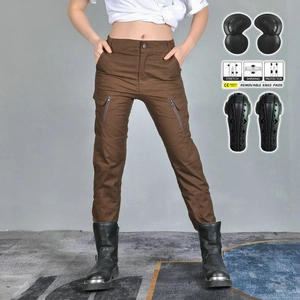Pantalon de Moto pour Femmes Taille Haute Respirant Protecteur de Cyclisme Avec Genouillères Amovibles Armure CE