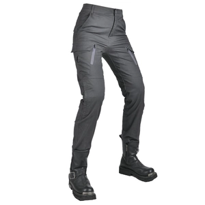 Women's motorcycle riding pants in dark grey with protective silicone pads and side pockets