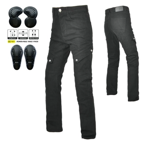 Men Motorcycle Riding Jeans Cotton Blend Slim Fit Cargo Pants With Removable Protective Pads Casual Moto Biker Trousers