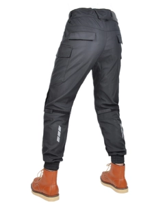 Waterproof motorcycle cargo pants for men with reflective strips and armor protection