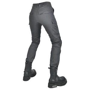 Women's dark grey motorcycle riding cargo pants with protective silicone armor