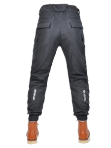 Waterproof motorcycle cargo pants for men with reflective straps and ribbed cuffs