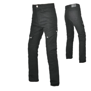 Men's motorcycle cargo pants in army green with protective pads and utility pockets