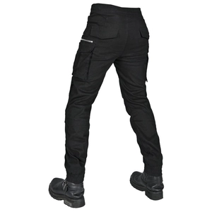 Black cargo motorcycle riding pants with multi-pockets and protective gear features