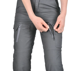 Detail showing the breathable mesh lining and zippered pocket of these cargo motorcycle pants