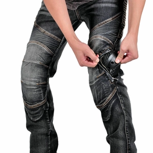 Jean moto pour homme avec renforts en kevlar et protections de genoux amovibles